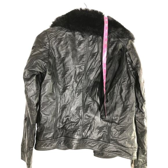 Samantha Sipos Clarkson Jacket Leather Lightning Bolt Moto Biker Black Small - Picture 5 of 11